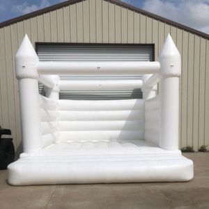 Maison de rebond blanche commerciale entièrement gonflable en PVC, château gonflable de saut de mariage avec souffleur, bateau aérien gratuit