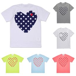 Commes coloré à pois hommes t-shirt jouer petit coeur rouge couple manches courtes CDG marque chemises de créateurs