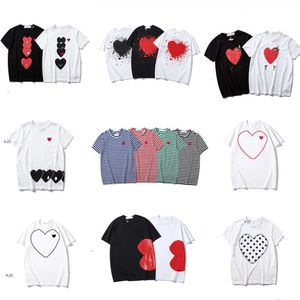 Commes Designer Play T-shirt Des Garcons katoenmodemerk Red Hart Borduurwerk T-shirt dames liefde mouw paar korte mouw mannen cdgs spelen 1436