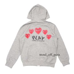 Commes hoodie -ontwerper heren Hoodies com des Garcons sweatshirt mockneck cdg spelen grote hart hoodie volledige ritssluiting beige merk 300 12 86