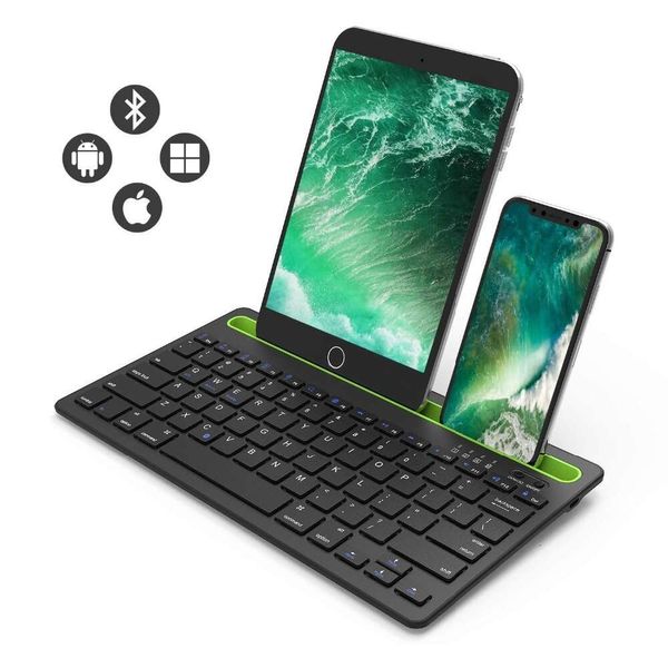 Mini clavier sans fil Bluetooth avec support de téléphone, pour téléphone/ordinateur portable/tablette, compatible avec Ios/windows/android