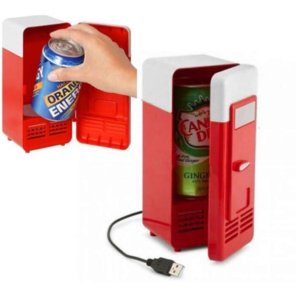 Comunicaciones Mini USB Nevera Enfriador Bebidas Latas Enfriador/calentador Refrigerador para computadora portátil PC Negro Rojo