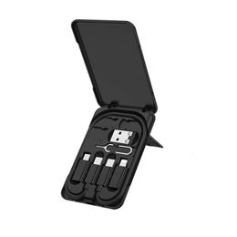 Boîte de rangement universelle pour câbles de chargement, avec connecteurs USB-A/Micro USB/USB-C/éclairage, aiguille, 3 emplacements pour cartes, support pour téléphone
