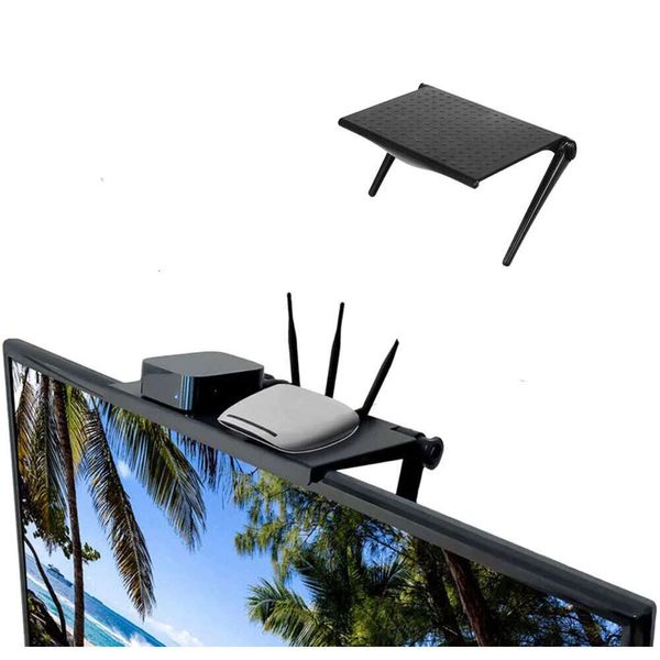 Soporte superior para pantalla de monitor universal de comunicaciones, que puede colocar elementos como enrutadores, cajas de TV, controles remotos, etc.