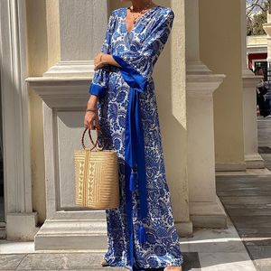 Forense Fashion Women's Elegant V-hals Midi Boheemse jurk met geometrische print Voeg een vleugje gratie toe aan je outfits