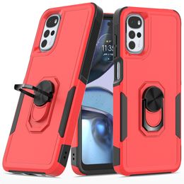 Commuter 2in1 Military Cases Hybrid Armor Ring Stand Magnetic pour MOTO G Pure Stylus 4G 5G 2022 2021 E20 E30 E40 G22 E32 G52 G31 One 5G ACE RedMi 9 9A 10C 10A POCO X4 Pro