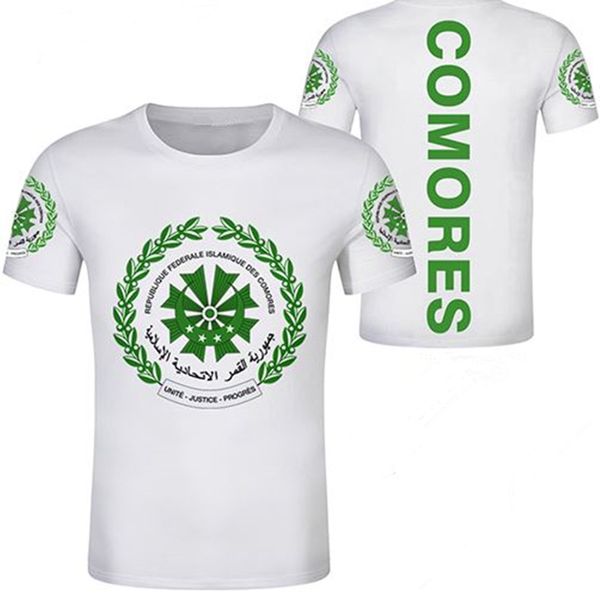 COMORES unisexe jeunesse t-shirt gratuit sur mesure nom numéro t-shirt nation drapeau km union française pays collège impression photo vêtements