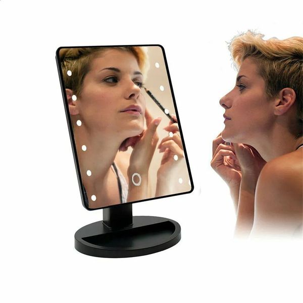 Miroir de maquillage LED Compact, rotatif à 360 degrés, cadre en plastique ABS, miroir cosmétique de bureau, alimenté par batterie, 231030