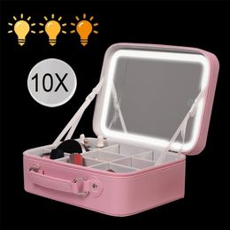 Compacte spiegel Sport LED-verlichting Make-upspiegeltas Grote esthetische reistas PU-leer Make-uptool Vanity 231128