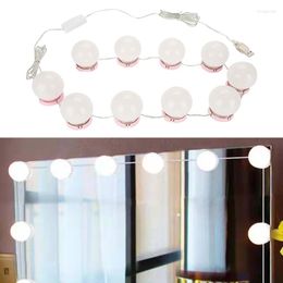 Espejos compactos 10 bombillas LED Kit de lámpara de luz de espejo de maquillaje de vanidad Bombilla cosmética Luces de brillo de maquillaje ajustables