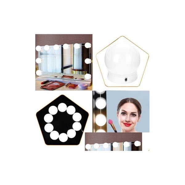 Miroirs compacts 10 PCS Vanity LED Mirror Light Maquillage Kits de cosmétiques réglables avec des lumières à intensité variable BB Luminosité Make Uplights Drop DHK9M