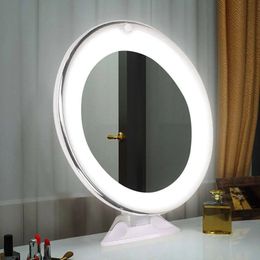Miroirs compacts Miroir de maquillage de mode à 14 LED avec paramètres de lumière grossissante 10x miroir cosmétique de lumière du jour naturelle brillante pour les femmes 231128