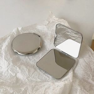 Miroirs compacts 1 pièces Portable femmes en acier inoxydable miroir de maquillage poche à main plié côté cosmétique maquillage miroir petites diverses formes 230904