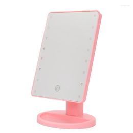 Compact Mirrors 22 LED Touch Screen Make -up Mirror Professionele Vanity Lights Health Beauty Verstelbaar aanrecht 180 Roteren