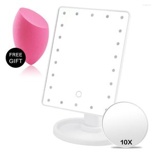 Miroirs compacts 22 Miroir de maquillage grossissant avec vanité lumineuse LED Cosmétiques flexibles Maquillage éclairé USB ou batterie 10x Main M