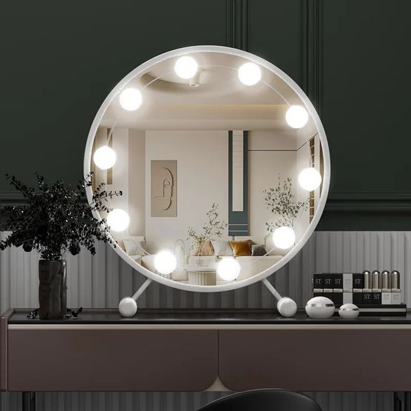 Miroirs compacts 3 modes ampoule à intensité variable LED miroir de maquillage lumières de vanité Dressing salon de coiffure chambre salle de bains Camping fête cosmétique applique murale 231109