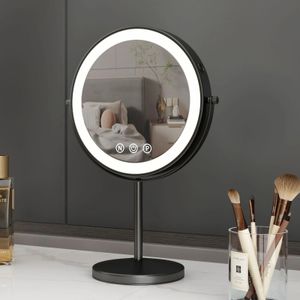 Miroirs compacts 9 pouces 360 degrés table de chambre ou de salle de bain miroir de maquillage relevable miroir double grossissant 3X avec miroir cosmétique lumière LED 231109