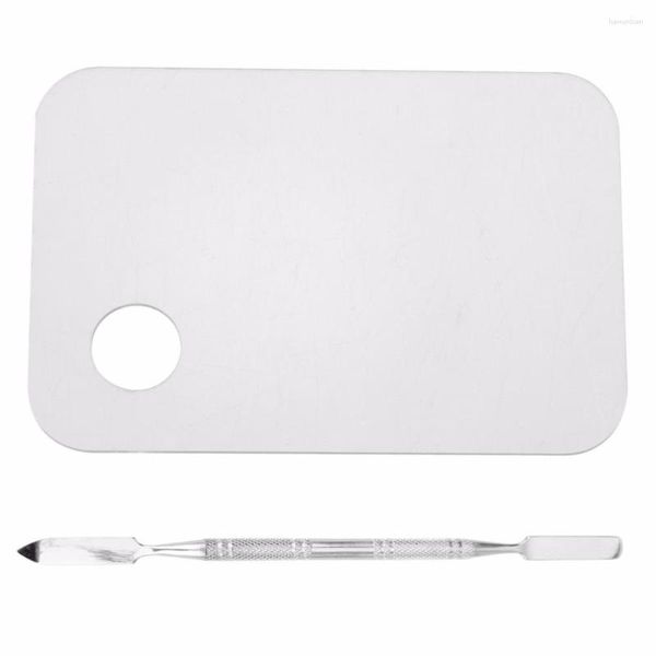 Miroirs compacts en acrylique maquillage de mélange de mélange nail art plaque de gel couteau avec spatula fond de teint outil de mélange de couleur