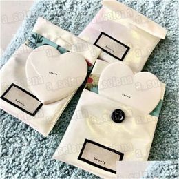 Compact Mirrors Brand Single Side Heart Shape Makeup Mirror met Laser Pouch Beauty Make Up Tools Accessoires Drop levering gezondheid OT4YB