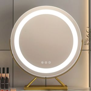 Compact spiegels cosmetische make-upspiegel met LED-licht verlichte ijdelheid tafelblad dimable multi-colour draagbare trave spiegels met 10x spot maganify 230818