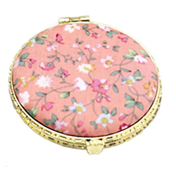 Miroirs compacts DA17 Mini miroir de maquillage pliant de poche ronde Vintage Double côtés imprimé fleuri Style chinois Compact cosmétique Portable 230823