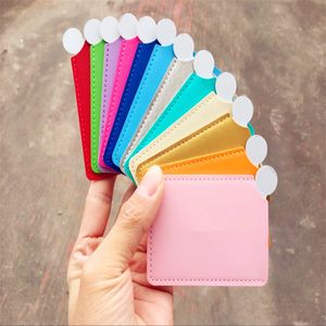 Compact Mirrors DA25 Portable Mini Shatter Proof Card Style Pocket Cosmetic Mirror PU Lederen Cover roestvrij staal Unbreakable Makeup 230823