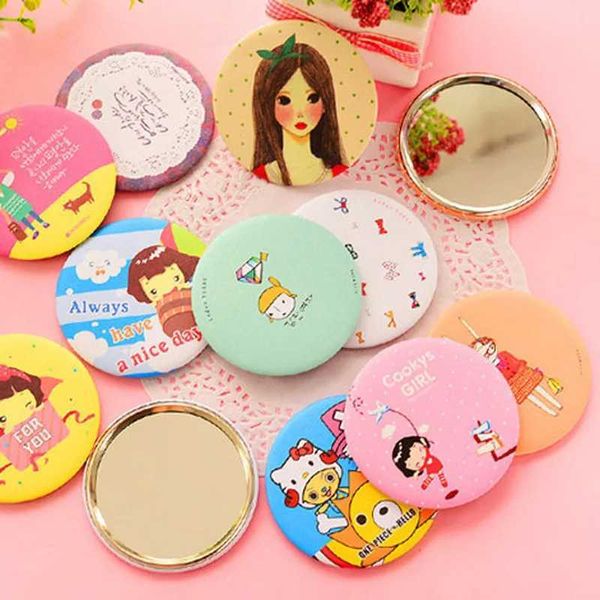 Miroirs compacts DA37 Fashion Womens Portable Makeup Mirror Cartoon Match Pocket Mini Mute Creative Q240509