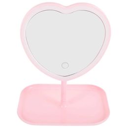 Miroirs compacts Desktop Love Beauty Maquillage USB Charge LED (Love Pink) Heart Q240509