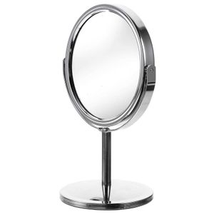 Miroirs compacts Miroir de maquillage de bureau Double face circulaire Classic Classic 4 pouces Bureau en argent pour voyage personnel Q240509