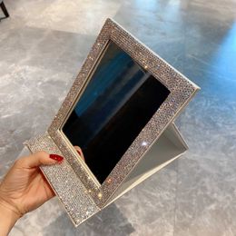 Compact Mirrors Diamond HD vouwmake -upspiegel voor vrouwen Desktop Fashion Rechthoekige groothandel Q240509