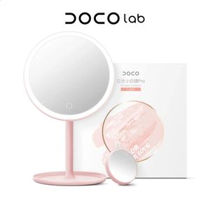 Espejos compactos DOCO LED Espejo cosmético Luz Maquillaje Regulador continuo Espejos de mesa de belleza ultra claros Equipados Lupa 5x con succión 231109