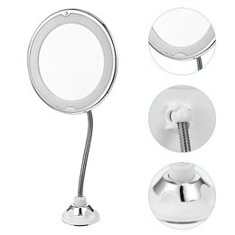 Miroirs compacts Miroir de maquillage à LED à vélo flexible 10x avec une Sution Cup à 360 degrés Fonctionnement portable sans fil Q240509