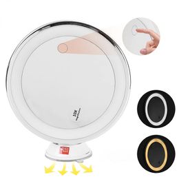 Miroirs compacts Miroir de maquillage flexible 10x Miroirs d'agrandissement avec miroir LED Chargement USB 14 Table à écran tactile éclairé LED Miroirs cosmétiques 231109