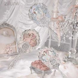 Miroirs compacts La fleur connaît le miroir Swan Ballet Moonlight Series de sirène Handheld Mirror Co. Ltd. Miroir de fée au chocolat rose bleu blanc D240510