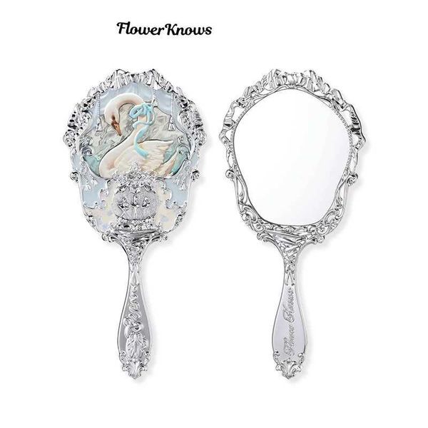 Miroirs compacts La fleur connaît la série de ballet de cygne du miroir à main type 3 outil de maquillage de relief exquis rose bleu blanc Q2405091