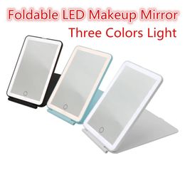 Miroirs compacts Miroir de maquillage pliable Écran tactile de bureau 3 couleurs Modes d'éclairage USB rechargeable Pliant Voyage LED Miroirs cosmétiques intelligents 231109