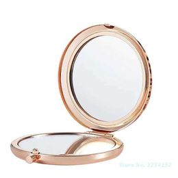 Espejos compactos Mini bolsillo plegable Espejo de maquillaje de doble cara Viajamiento retro de 2.5 pulgadas Q240509