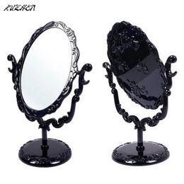 Miroirs compacts Haute qualité papillon noir rotatif Vintage bureau gothique Rose support miroir de maquillage Compact petite taille 231019