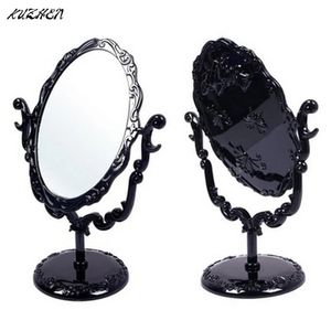 Compact Mirrors High quality Black Butterfly Rotatable Vintage Desktop Gothic Rose Stand Compact Makeup Mirror Small Size 231019