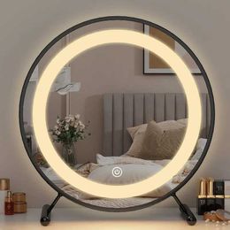 Compact spiegels hete 3 kleurverlichting cosmetische decoratieve spiegel Noordse make -up licht smart home ijdelheid tafel espejo pared decoratie Q240509