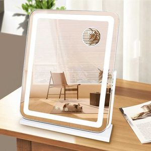 Miroirs compacts Miroir de vanité illuminée Makeuvré illuminé avec une luminosité réglable de la verre d'agrandissement 10x détachable en 3 couleurs Q240509