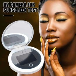 Compact Mirrors Intelligente UV -testcamera Make -up Mirror Handheld LED Portable Oplaadbare beschermende bril Zonnebescherming Detectie en verwijdering Q240509
