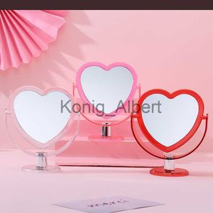 Compacte spiegels Koreaanse stijl hartvormige make-upspiegel Acryl basis make-upspiegel Draaibaar Thuis Slaapkamer Desktop Make-upspiegel voor vrouwen x0803