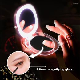 Miroirs Compacts Led Lumineux Petit Miroir Femelle À Clapet Pliant Rechargeable Coloré Portable Maquillage Princesse Espelho De Maquiagem