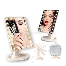 Miroirs compacts LED Touch Sn Makeup Mirror Mirror Professionnel avec 16/22 Lumières Luminance Réglable 360 ​​Rotation J1430 Drop livraison Guéré DH8VN