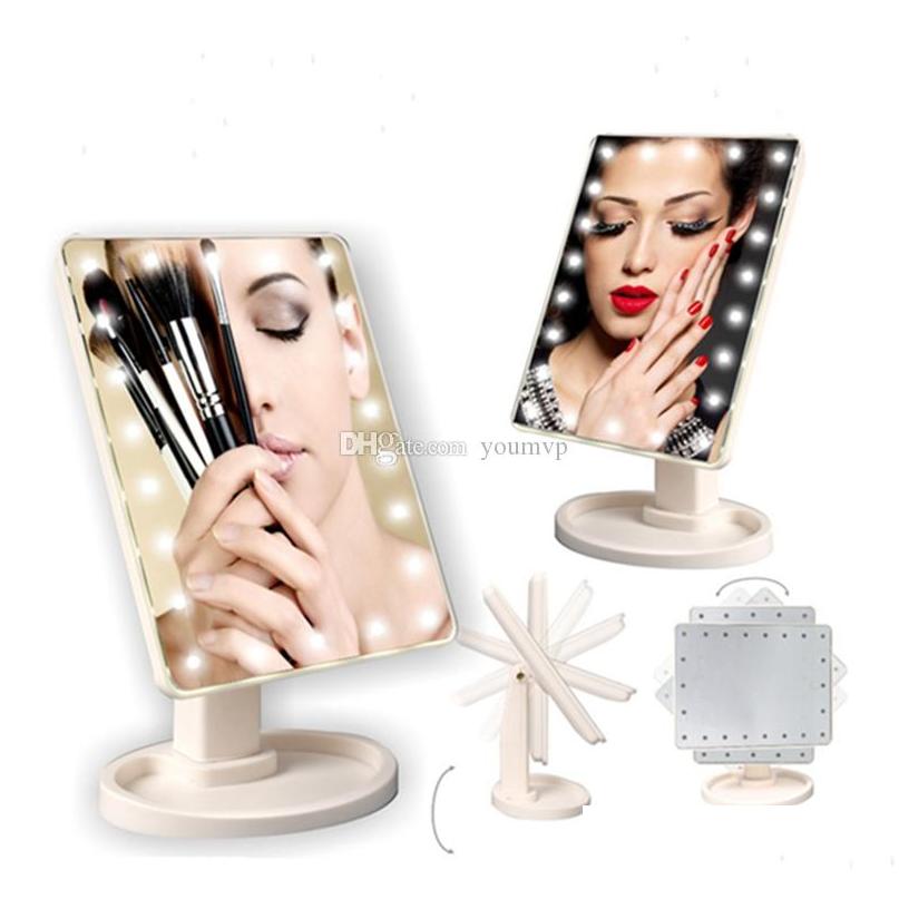 Compact Mirrors LED Touch SN Makeup Mirror Professional met 16/22 lichten Luminance verstelbaar 360 Roterende J1430 Drop Delivery Heal Dh8vn