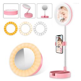 Compact spiegels make -up spiegel led ring licht selfie lamp met telefoonclip voor youtube video -stand dimable ijdelheid