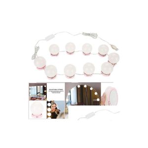 Compacte spiegels Make-upspiegel Vanity Led-licht Bbs Kit USB-oplaadpoort Cosmetische verlichte make-upspiegels Bb Verstelbare helderheid Lig Dh1Vx