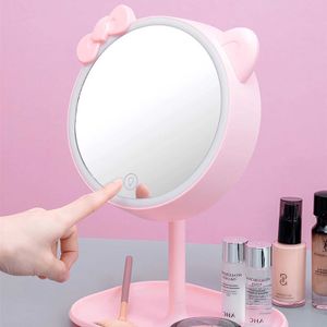 Miroir de miroirs compacts Miroir avec USB Light Rechargeable Rechargeable LED Daylight Makeup Tact Screen Semballage Q240509