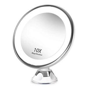 Miroirs compacts miroir de maquillage avec lumières 10X miroir grossissant LED miroirs cosmétiques grossissement lumineux miroirs de maquillage LED 231018